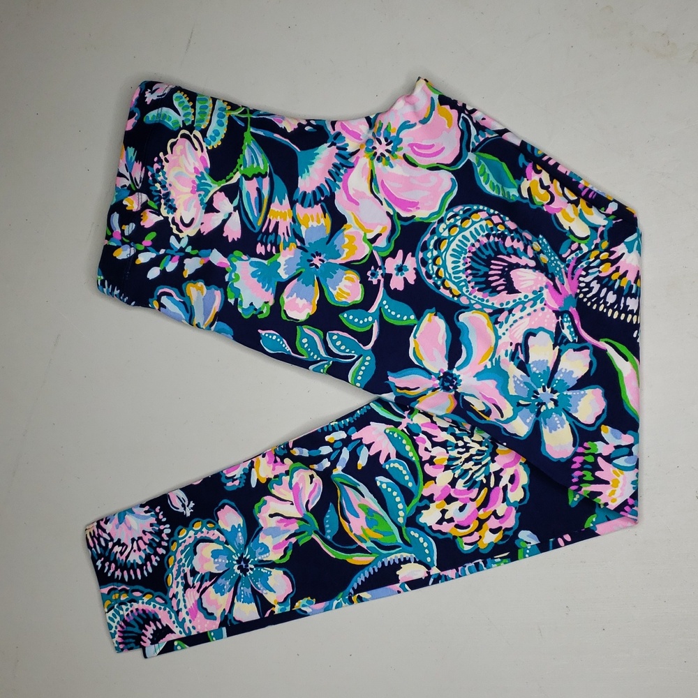 Lilly Pulitzer Maia Cotton Stretch Floral Leggings Size XL Vibrant Colorful Boho